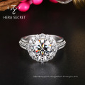 Cost-effective elegant round cut diamond  ring women jewelry with CVD CZ Moissanite